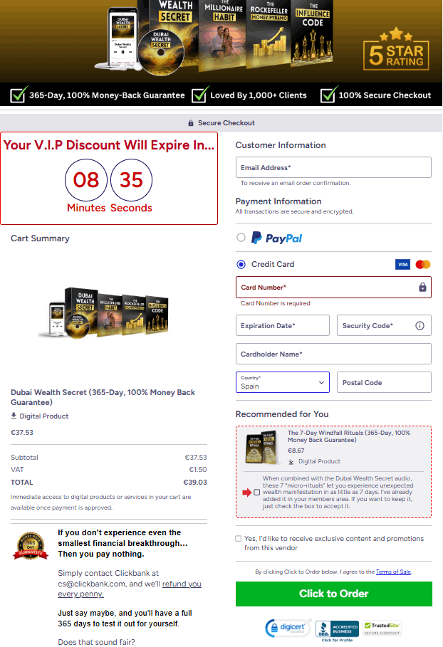 Dubai-Wealth-Secret-checkout-page